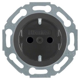 Berker - Steckdose 1f sw glz 1930/GLAS UP m.KS IP20 mit erhöhtem Berührungsschutz