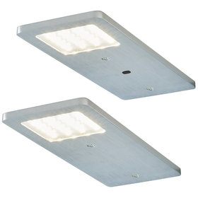 Rolux - 2er-Set LED Leuchte THURE 2x4W, Edelstahl-Optik, 3000K warmweiß