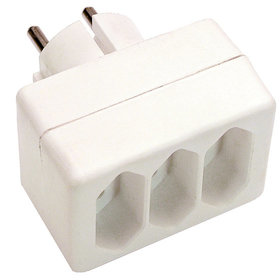 as® Schwabe - Euro-Multistecker 3-fach, weiß E: Schutzkontaktstecker A: 3x Euro-Steckdose