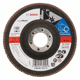 Bosch - Fächerschleifscheibe X571, Best for Metal, gewinkelt, 115mm, 120, Glasgewebe (2608607319)