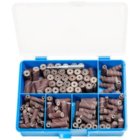 PFERD - POLIROLL-SET Inhalt 150 Stk. zylindrische und konische Schleifrollen mit Werkzeughalter