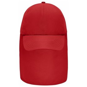 James & Nicholson - 6 Panel Cap mit Nackenschutz MB6243, rot, Einheitsgröße