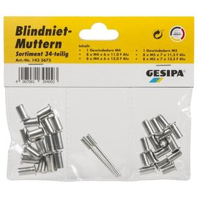 GESIPA® - Blindnietmuttern-Sortiment (34-teilig)