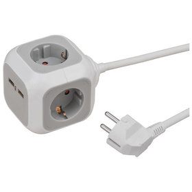 brennenstuhl® - ALEA-Power USB-Charger Steckdosenblock / Steckdosenwürfel 4-fach (mit 2x USB, 1,4m Kabel)