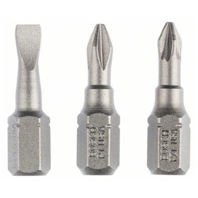 Bosch - Schrauberbit-Set Extra-Hart (gemischt), 3-teilig, S 0,6x4,5, PH1, PZ1, 25mm (2607001765)