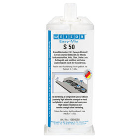 WEICON® - Easy-Mix S 50 | Epoxid-Klebstoff für schnelle Reparatur- und Wartungsarbeiten | 50 ml