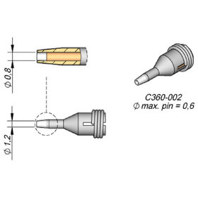 JBC - Entlötspitze Serie C360, C360002/ø0,8mm, Außen-ø1,2mm, Pincleaning