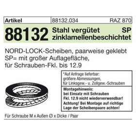 ART 88132 NORD-LOCK Scheiben geklebt DNL 6 SP ( 6,5 x 13,5 x 2,5) flZn S