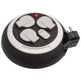 brennenstuhl® - Comfort Line Kabelbox 3-fach mit USB / Mini-Kabeltrommel (3m Kabel, schwarz/weiß)