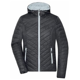 James & Nicholson - Damen Wende-Steppjacke Sorona JN1091, schwarz/silber, Größe XL