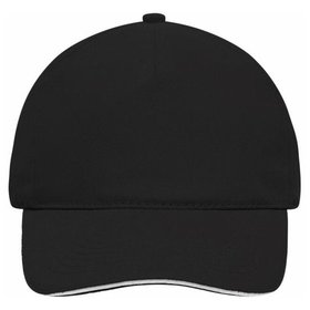 James & Nicholson - 5 Panel Sandwich Cap MB035, schwarz/weiß, Einheitsgröße