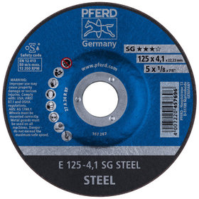 PFERD - Schruppscheibe E 125x4,1x22,23 mm Leistungslinie SG STEEL für Stahl