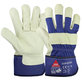 Hase Safety Gloves - Mechanischer Lederhandschuh ULM - SUPER, Kat. II, natur, Größe 10