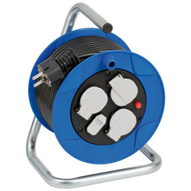 brennenstuhl® - Garant Kompakt Kabeltrommel 3-fach mit USB für den Innenbereich, 15m Kabel, blau