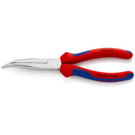 KNIPEX® - Flachrundzange mit Schneide (Storchschnabelzange) verchromt, mit Mehrkomponenten-Hüllen 200 mm 2625200