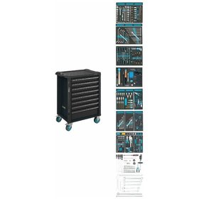 HAZET - Werkstattwagen Assistent 179N-8-RAL7021/300, Schubladen, flach: 7 x 81 x 522 x 398mm, Schubladen, hoch: 1 x 166 x 522 x 398mm, 300-teilig