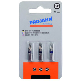 PROJAHN - 1/4" markierter Bit L25mm TX mit Bohrung T40 3er Pack