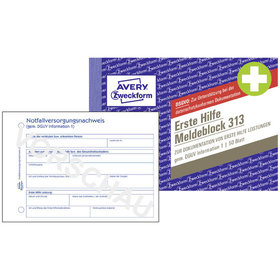 AVERY™ Zweckform - 313 Erste Hilfe Meldeblock, A6 quer, 50 Originale, 50 Blatt