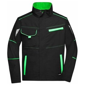James & Nicholson - Workwear Jacke JN849, schwarz/lime-grün, Größe L