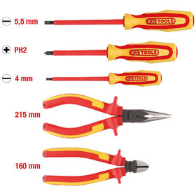 KSTOOLS® - ERGOTORQUE VDE Zangen- und Schraubendreher-Satz, 5-teilig Variante 1