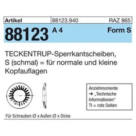 TECKENTRUP-Sperrkantscheiben ART 88123 C 60 flZnnc SKS 4 flZn K