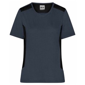 James & Nicholson - Damen BIO Workwear T-Shirt Kontrast JN1823, carbon/schwarz, Größe XS