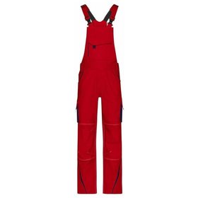 James & Nicholson - Workwear Latzhose JN848, rot/navy-blau, Größe 56