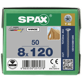 SPAX® - Senkkopf-Holzbauschraube Stahl WIROX CUT-Spitze VG, ø8 x 120mm