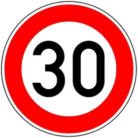 Verkehrszeichen 274-30 zulässige Höchstgeschwindigkeit 30 km/h RA2