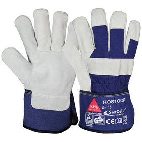 Hase Safety Gloves - Mechanischer Lederhandschuh Rostock SeaCell®, Kat. II, blau, Größe 10