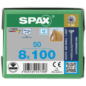 SPAX® - Senkkopfschrauben selbstschneidend Edelstahl A2 beschichtet silber 8 x 100