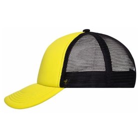 James & Nicholson - 5 Panel Mesh Cap MB070, sooengelb/schwarz, Einheitsgröße