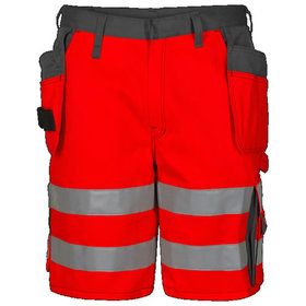 Engel - Safety Shorts mit Holstertaschen 6502-770 nach EN ISO 20471, Warnrot/Grau, Größe 40