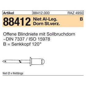 Blindniete ART 88412 Alu/Stahl verzinkt SEKO B 4 x 6 S