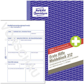 AVERY™ Zweckform - 312 Erste Hilfe Meldeblock, A5, 50 Originale, 50 Blatt