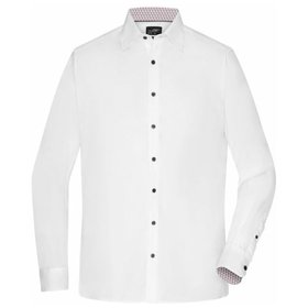 James & Nicholson - Kontrast Herrenhemd Easy Care JN648, weiß/rot, Größe L