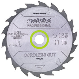 metabo® - Sägeblatt "cordless cut wood - professional", 165x1,6/1,1x20 Z18 WZ 20° (628294000)