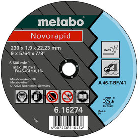 metabo® - Novorapid 115 x 1,0 x 22,23 mm, Inox, Trennscheibe, gerade Ausführung (616270000)