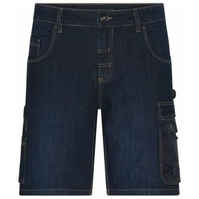 James & Nicholson - Workwear Stretch-Bermuda-Jeans JN871, blau denim, Größe 56