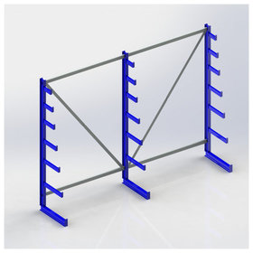 META® - Langgutregal System ATLAS ST einseitig 3 Ständer RAL 5010 2000 x 500 x 2700mm Fachlast bis 150kg