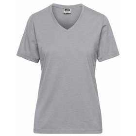 James & Nicholson - Damen BIO Workwear T-Shirt JN1807, grau heather, Größe XL