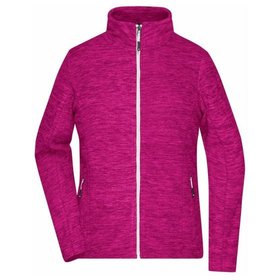 James & Nicholson - Damen Melange Fleecejacke JN769, berry-melange/silber, Größe S