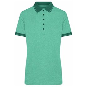 James & Nicholson - Damen Melange Poloshirt JN705, grün-melange/dunkelgrün, Größe L