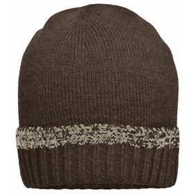 James & Nicholson - Traditions Beanie MB7116, braun-melange/beige, Einheitsgröße