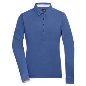 James & Nicholson - Damen Langarm Poloshirt Used JN713, navy-blau/weiß, Größe S