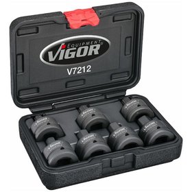 VIGOR® - Schlagschrauber Schraubendreher-Einsatz Satz ∙ V7212 ∙ Vierkant 20mm (3/4") ∙ Innen Vielzahn Profil XZN, Innen Sechskant Profil ∙ 14 – 21