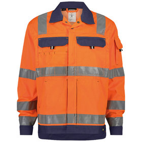 Dassy® - Dusseldorf Warnschutz Arbeitsjacke, neonorange/dunkelblau, Größe XL