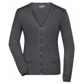 James & Nicholson - Damen Seide-Kaschmir Cardigan JN667, anthrazit-melange, Größe S