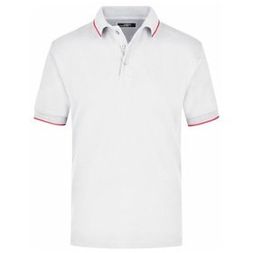 James & Nicholson - Poloshirt Kontrast JN034, weiß/rot, Größe S