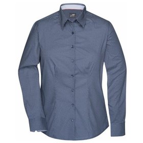 James & Nicholson - Damenbluse Diamantprint JN669, navy-blau/weiß, Größe XXL